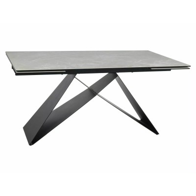 Стол обеденный SIGNAL WESTIN Ceramic Diamond Cream кремовый/черный мат 160-240/90